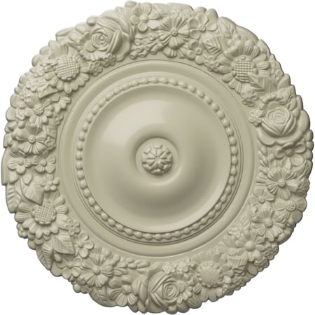 Ekena Millwork Marseille Ceiling Medallion (Fits Canopies up to 7 3/8"), Hand-Painted Clear Yellow, 21"OD x 2"P CM21MACYF